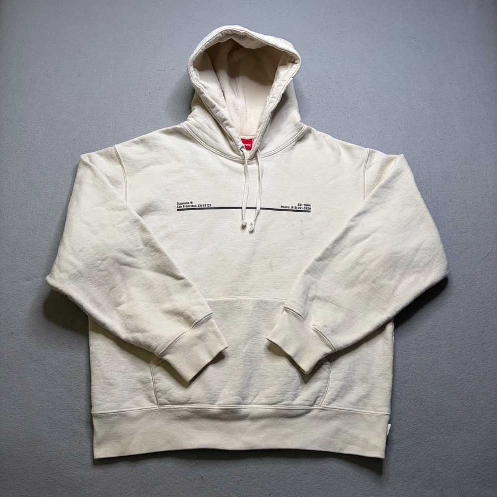 Supreme Hoodie Mens Medium Cream Shop Hooded Sweatshirt SF Graphic Cotton